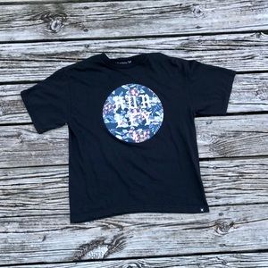 2/$10 Boys HURLEY Surf Logo Graphic Black Knit T-shirt M Skate Swim Beach Boys